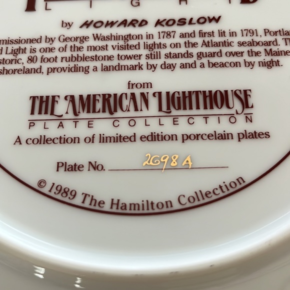 EXC Lighthouse Portland Head Porcelain Plate 1989 Hamilton Collection Coastal - Picture 6 of 14